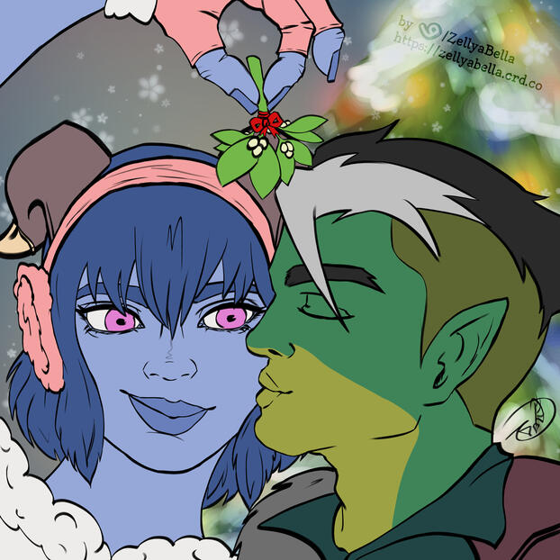 Flat Color Jester &amp; Fjord Holiday Couple YCH